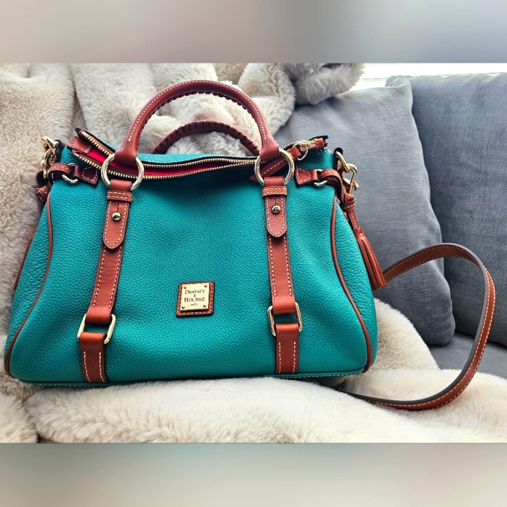 Dooney & Bourke Teal and Brown Satchel